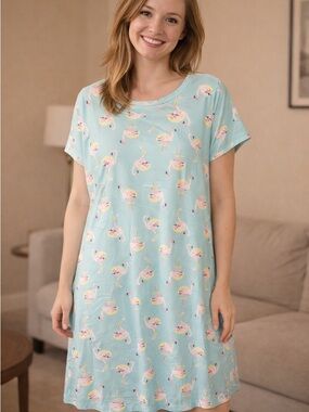154. Charisma Light Blue Flamingo Nightshirt